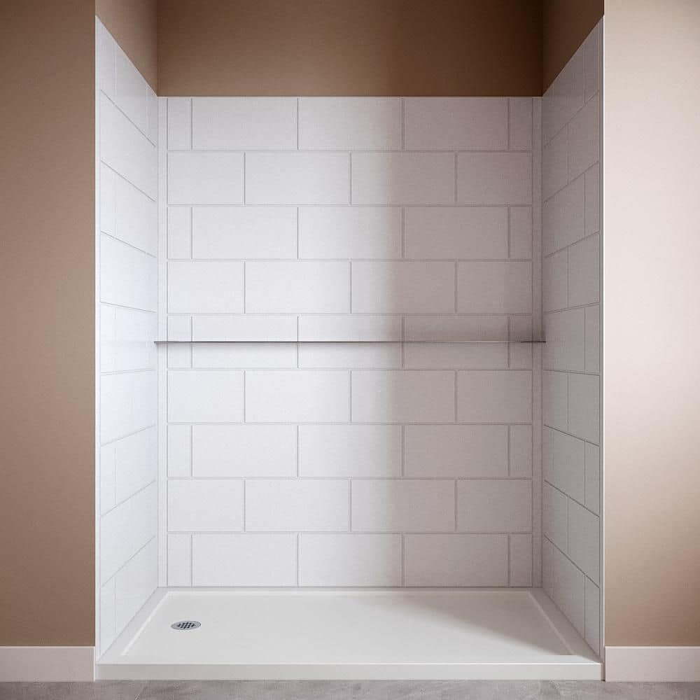 DSH-1880-214 36 in. L x 60 in. W x 76 in. H 4-Piece Glue-Up Alcove Shower Surround in White Tile Finish price history on PriceWatchPro