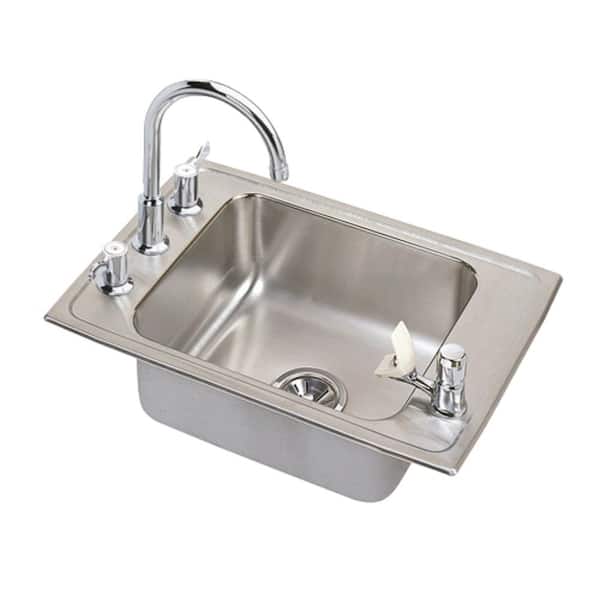 Elkay Lustertone Drop-In Stainless Steel 25 in. 4-Hole Single Bowl ADA Compliant Classroom Sink with 6.5 in. Bowls