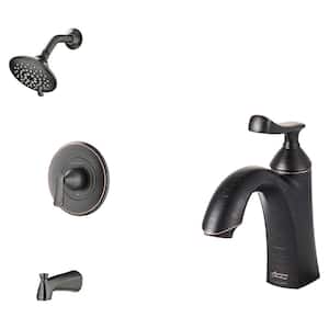 Chatfield Single-Handle 3-Spray Tub and Shower Faucet and Single Hole Bathroom Faucet Set in Legacy Bronze