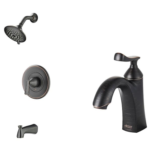 American Standard Chatfield Single-Handle 3-Spray Tub and Shower Faucet and Single Hole Bathroom Faucet Set in Legacy Bronze