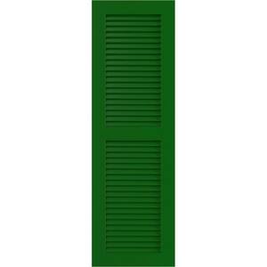 True Fit 12 in. x 40 in. PVC 2 Equal Louver Shutters, Pair in Viridian Green