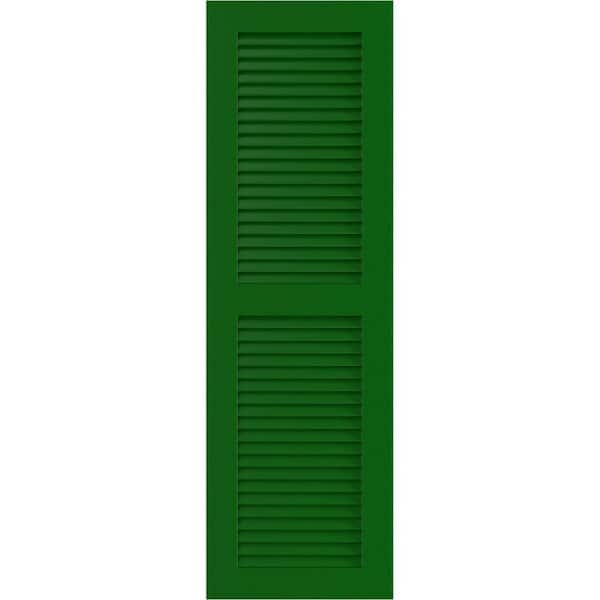 Ekena Millwork True Fit 18 in. x 41 in. PVC 2 Equal Louver Shutters, Pair in Viridian Green