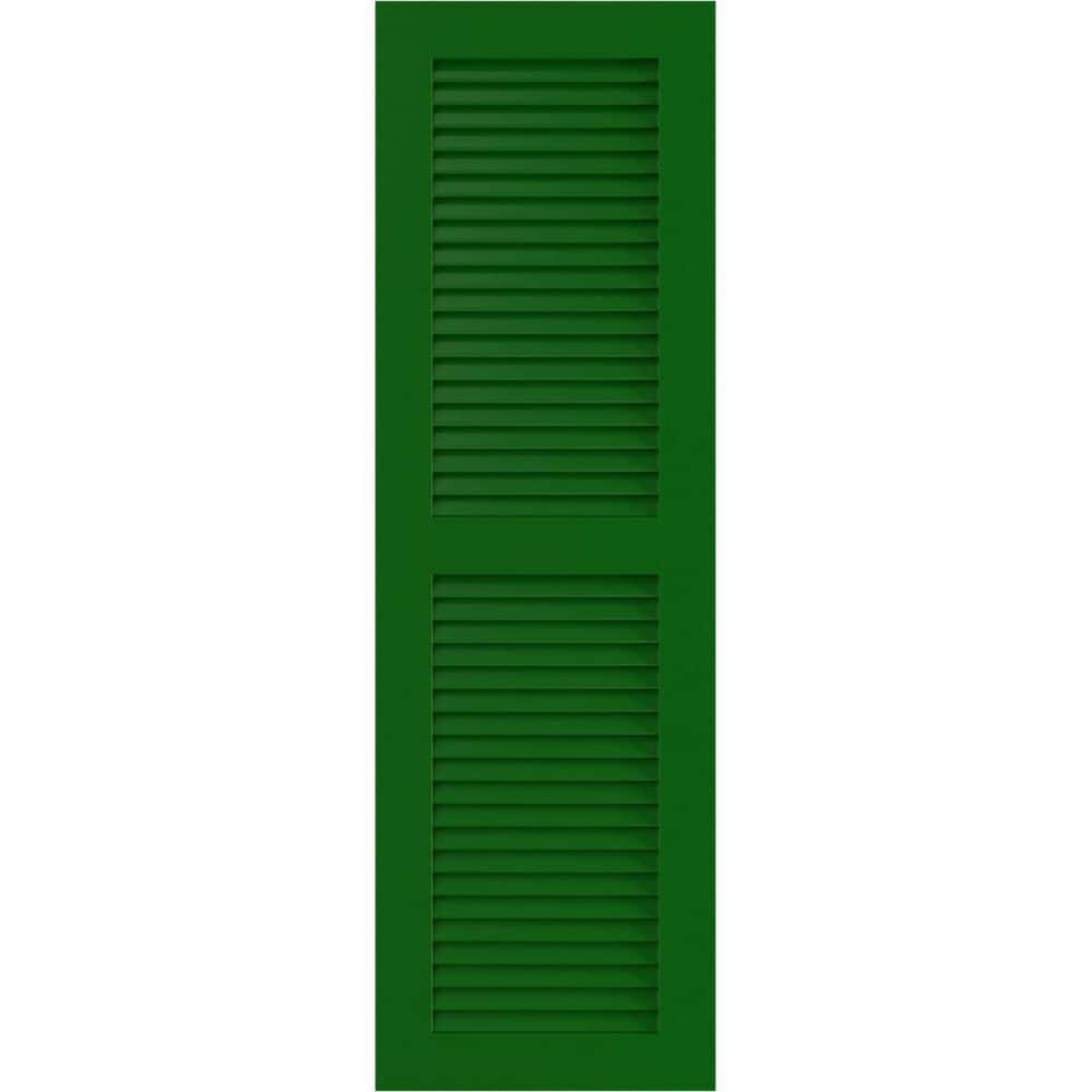 Ekena Millwork True Fit 18 in. x 47 in. PVC 2 Equal Louver Shutters, Pair in Viridian Green