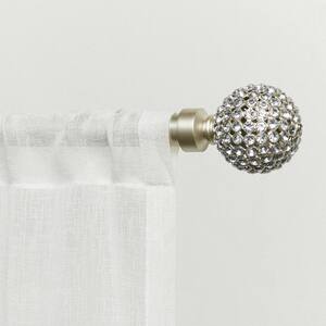 Anastasia 36 in. - 72 in. Adjustable Length 1 in. Single Curtain Rod Kit in Matte Silver with Gemstone Accented Finial