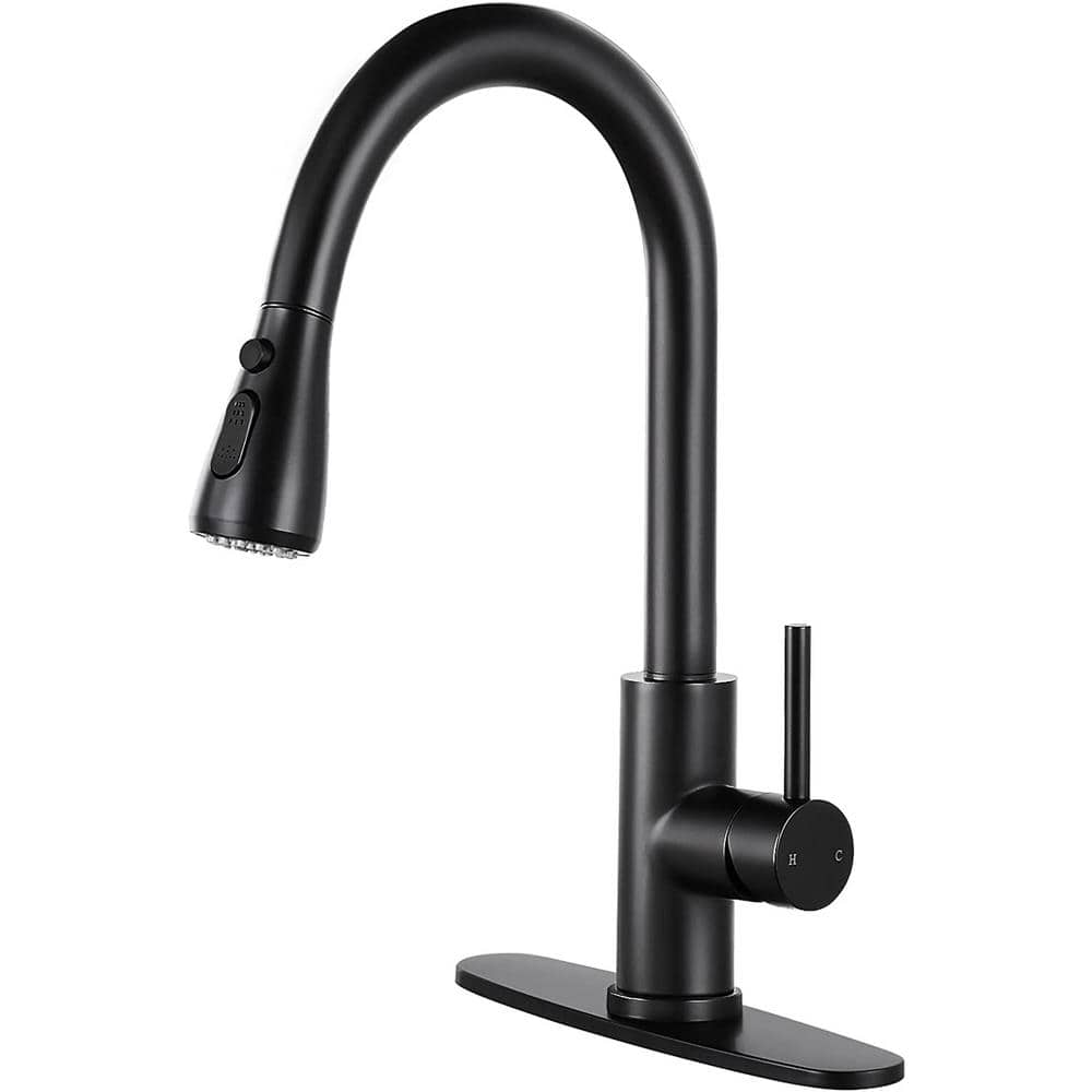 1-Handle Pull Down Sprayer Kitchen Faucet Single Level Stainless Steel Kitc