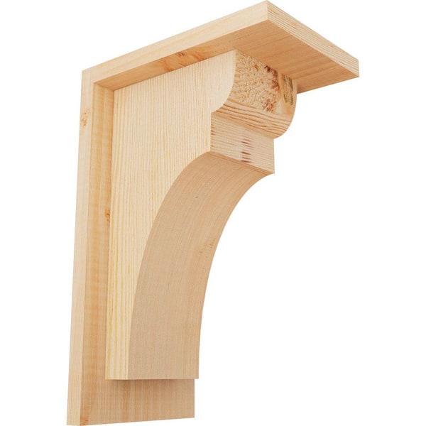 Ekena Millwork 5-1/2 in. x 8 in. x 12 in. Yorktown Smooth Douglas Fir Corbel with Backplate