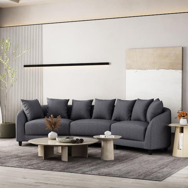 Pengeudlån abstrakt Kvalifikation Noble House Raintree 108.5 in. W 3-Piece 3-Seats Charcoal and Dark Brown  Fabric Sectional Sofa 107401 - The Home Depot