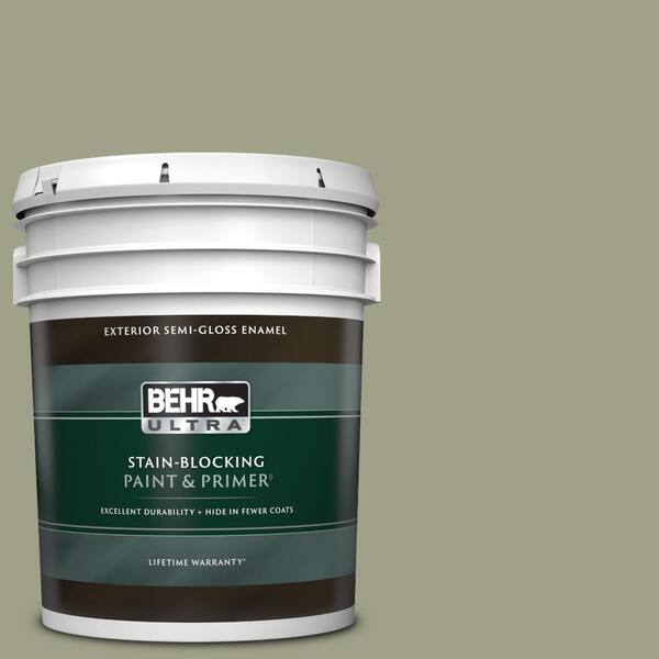 BEHR ULTRA 5 gal. #BXC-82 Potting Moss Semi-Gloss Enamel Exterior Paint & Primer