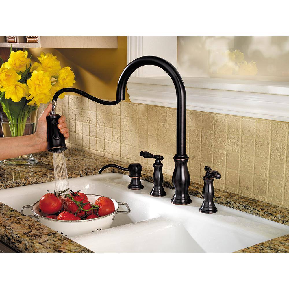 Tuscan Bronze Pull-Down Kitchen Faucet with Soap Dispenser
