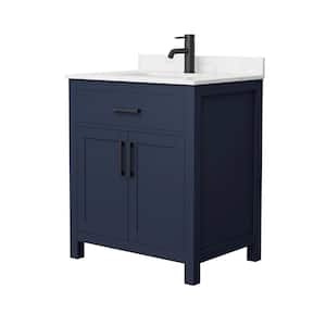 Beckett 30 in. W x 22 in. D x 35 in. H Single Sink Bathroom Vanity in Dark Blue with Carrara Cultured Marble Top