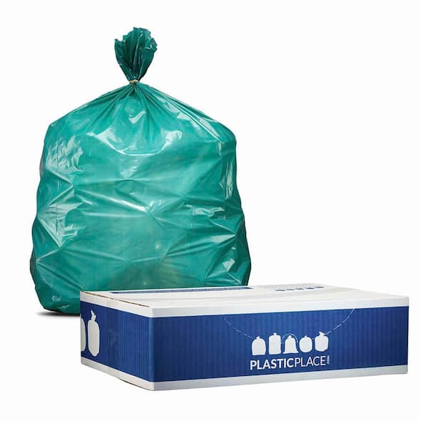Plasticplace 50 in. W x 60 in. H 64 Gal. 1.5 mil Green Toter Compatible Trash Bags (50-Case)