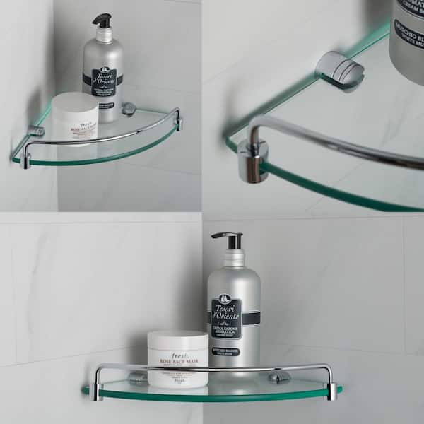Elie 9 in. Corner Bathroom Shelf in Chrome Elie 9 in. Corner Bathroom Shelf in Chrome