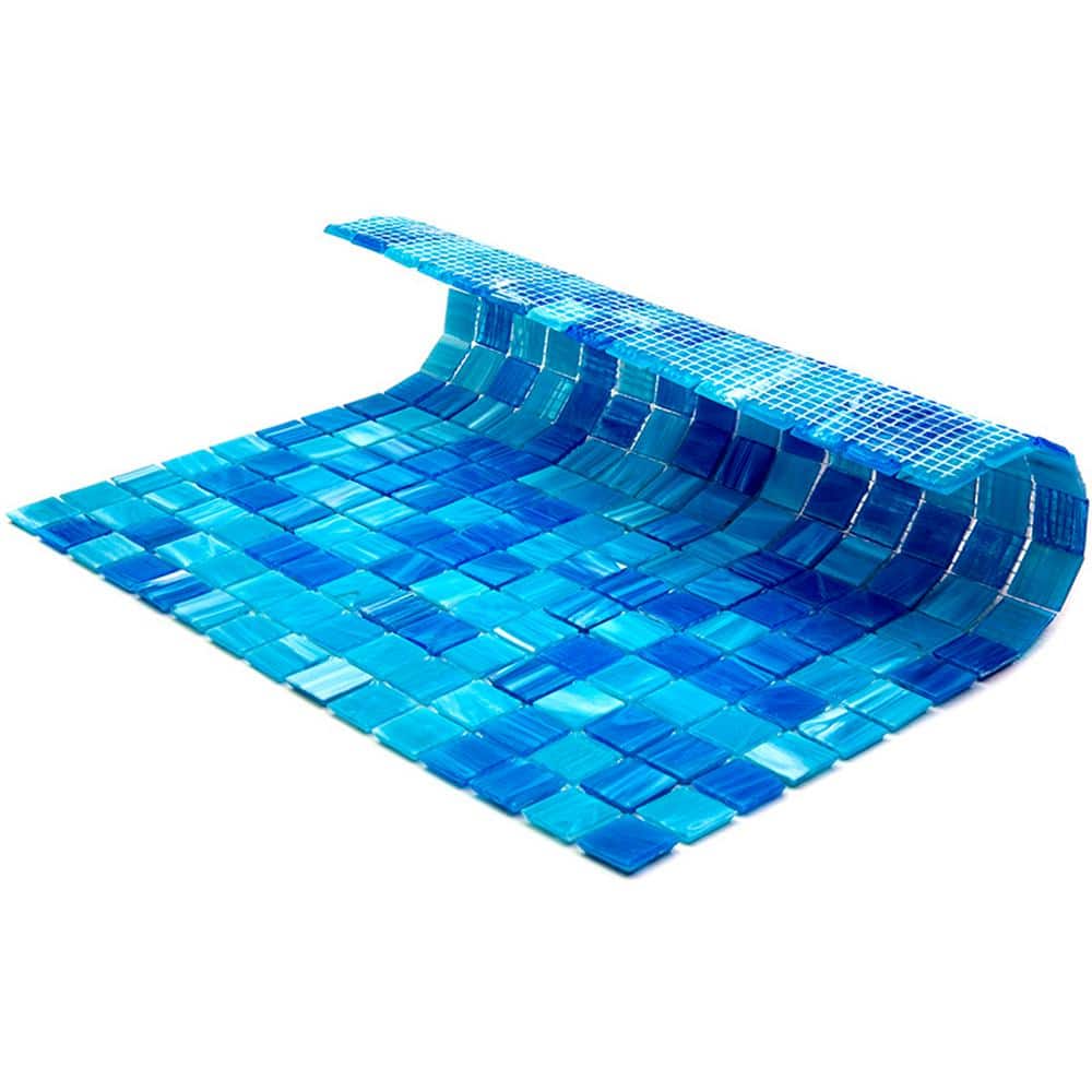 Olympic Blue Glass Mosaic Wall and Floor Tile
