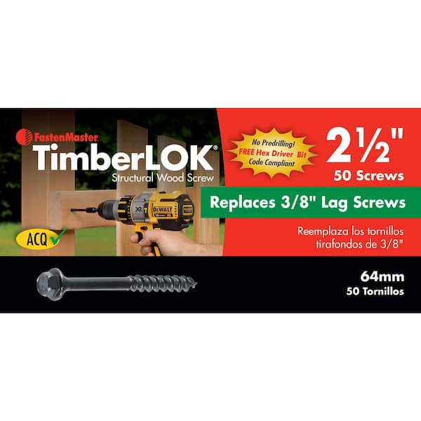 TimberLOK 3/16 in. 2-1/2 in. External Hex Drive, Hex Head Heavy Duty Wood Screw (50-Pack)