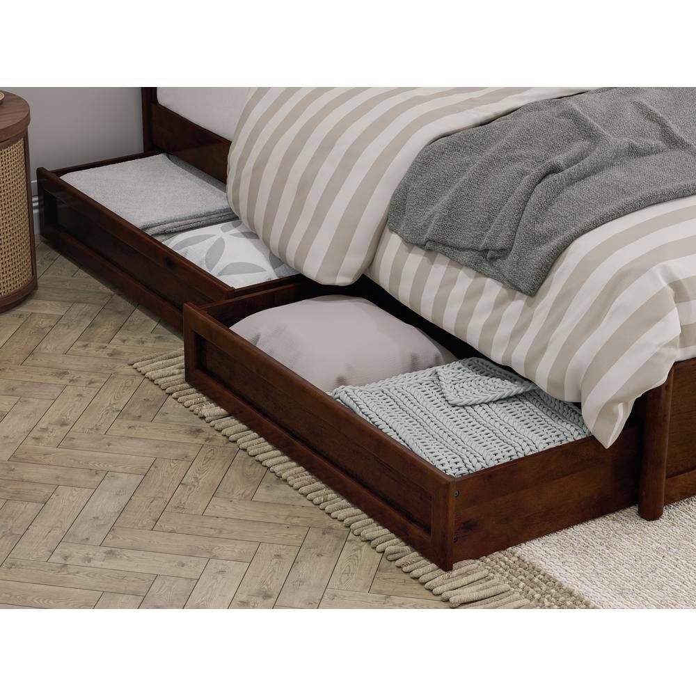Wesley Walnut Queen Wood Platform Bed with Storage Drawers