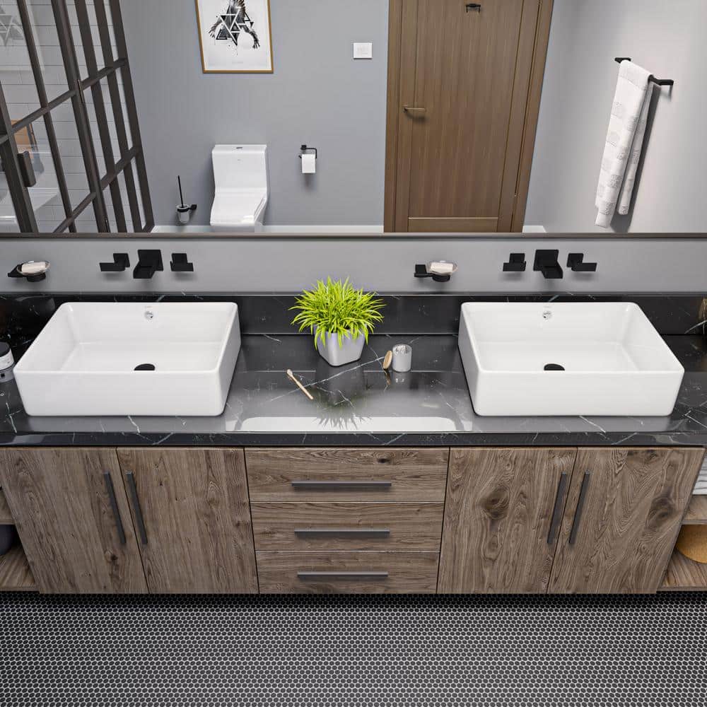 EAGO 20'' White Ceramic Rectangular Vessel Sink with Overflow