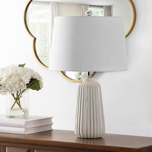 Sawyer 24 in. Ivory Table Lamp with White Shade
