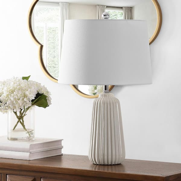 Sawyer 24 in. Ivory Table Lamp with White Shade