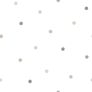Tiny Tots 2 Collection Grey/Beige Matte Finish Kids Dots Non-Woven Paper Wallpaper Roll
