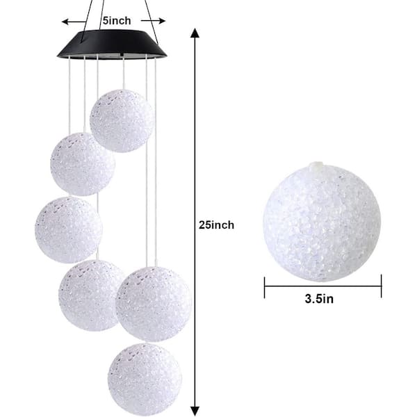 Unbranded 25 in. Outdoor Crystal Ball Solar Wind Chimes, Garden Decorative Lights, Gardening Gifts