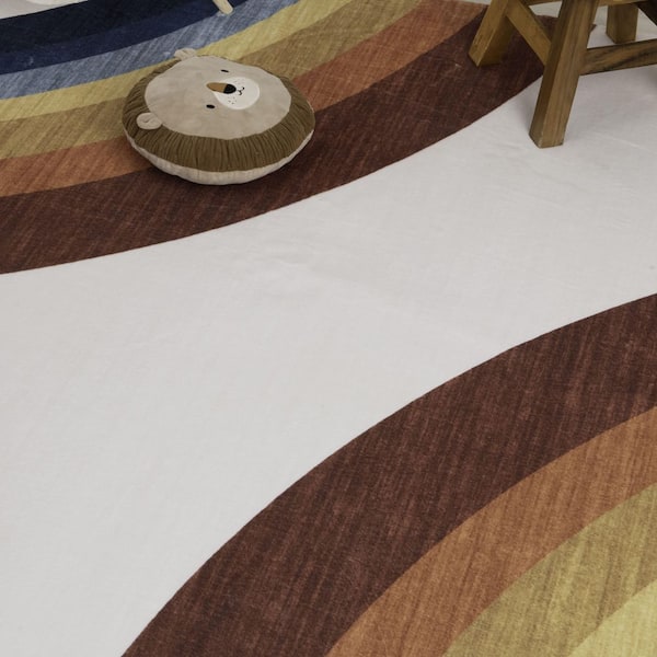 Solara Ember Arc 5 ft. x 8 ft. Non-Toxic, Child and Pet Safe - Indoor Area Rug for Kids, Red.