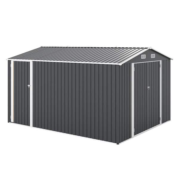 Zola 9 ft. W x 11 ft. D Dark Gray Metal Outdoor Storage Shed with 3 Lockable Doors, Air Vents (102.6 sq. ft. )