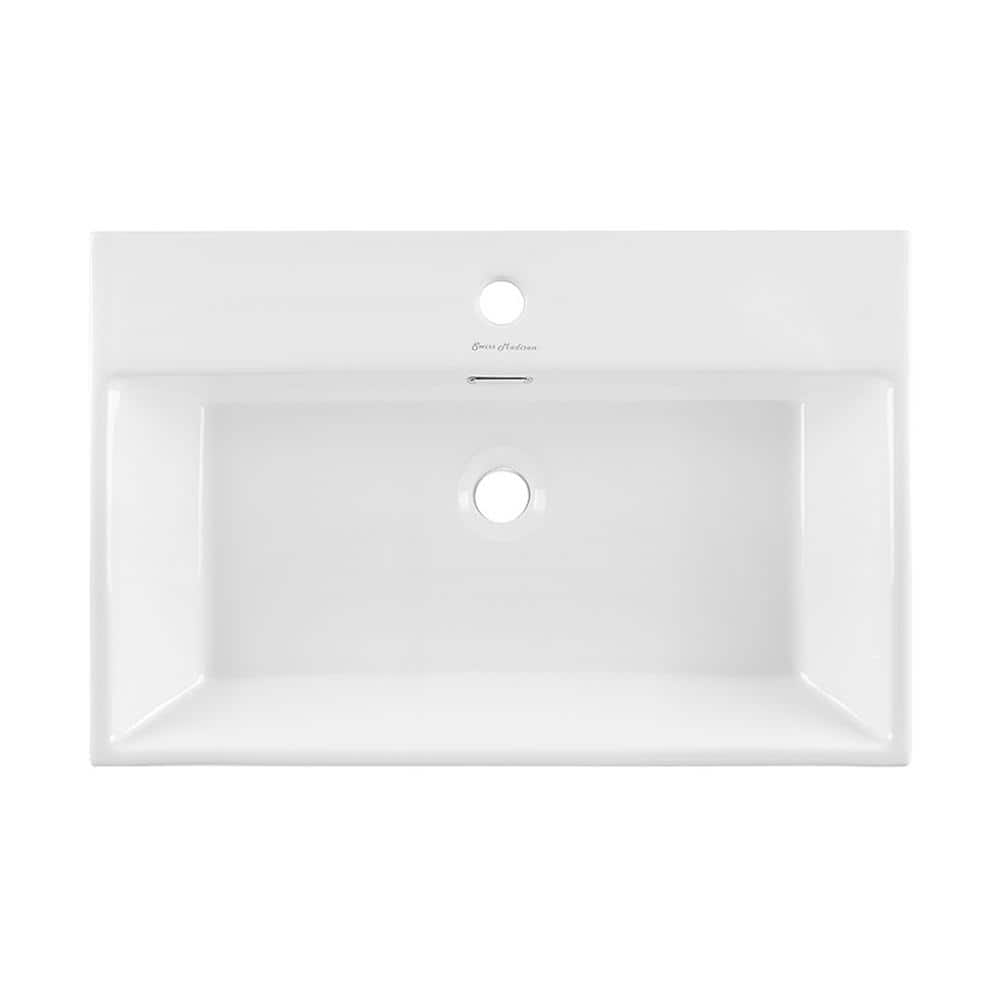 Claire 24" Glossy White Ceramic Wall-Mount Bathroom Sink