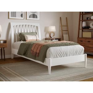 Orleans White Solid Wood Frame Twin XL Low Profile Sleigh Platform Bed