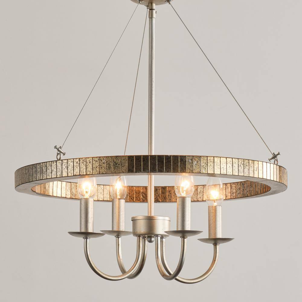 Farmhouse Brushed Nickel Wagon Wheel Candle Style Chandelier - 19.7" W x 23.6" H