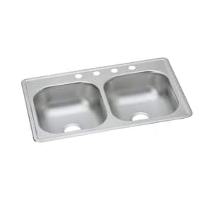 Stainless Steel 33 in. 5-Hole Double Bowl Drop-In Kitchen Sink