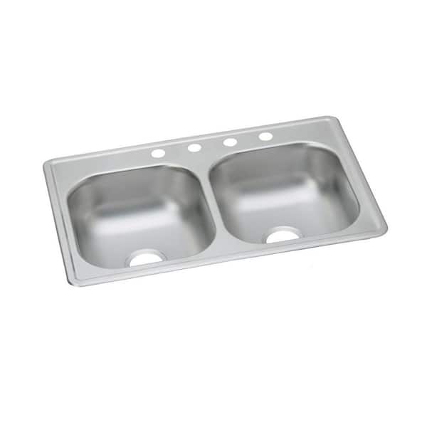 Dayton 33 in. Drop-in Double Bowl 20-Gauge Stainless Steel Kitchen Sink Only