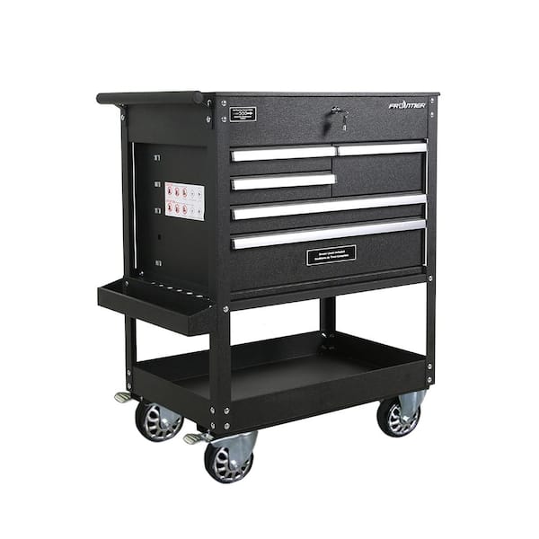 Drawer Rolling Steel Utility Cart Heavy Duty Garage Tool Storage 37 In 1 Black 