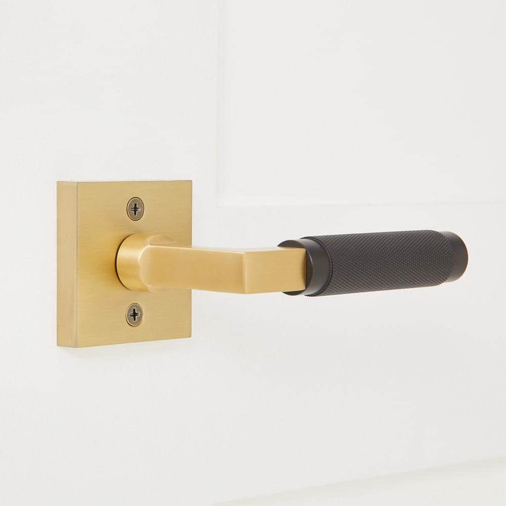 Explore Hardware Madrid Solid Brass Satin Gold And Black Single Dummy Door Lever Knurled Handle