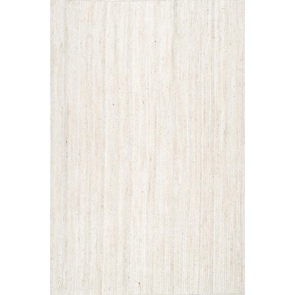 Eco-Friendly Artisanal Off White Braided Jute Rug 3' x 5'