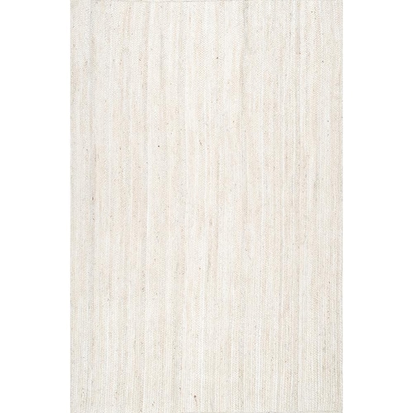 nuLOOM Rigo Chunky Loop Jute Off-White 5 ft. x 8 ft. Farmhouse Area Rug