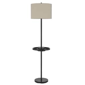 62 in. Bronze 1 Dimmable (Full Range) Tripod Floor Lamp for Living Room with Cotton Drum Shade