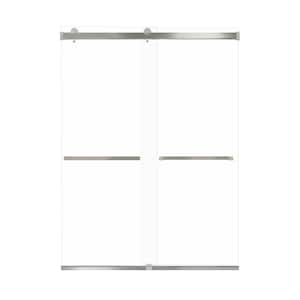 Brianna 60 in. W x 80 in. H Sliding Frameless Shower Door in Brushed Stainless Finish with Clear Glass