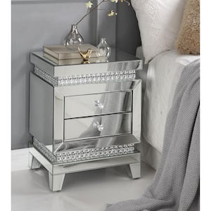 Lotus 2-Drawer Mirrored Nightstand (24 in H. x 18 in W. x 14 in D.)