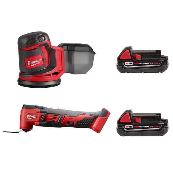 Milwaukee M18 18V Lithium-Ion Cordless 5 in. Random Orbit Sander with Multi-Tool and (2) 2.0 Ah Compact Batteries