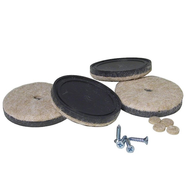 Richelieu Hardware 4-Pack SUPER FELTAC 2 3/8 in. Beige Heavy-Duty Round Furniture Screw-On Felt Pads