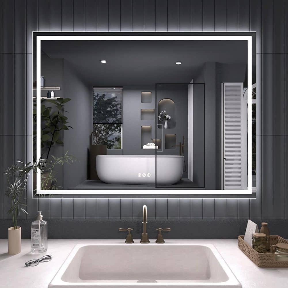 Zen 48 in. W x 36 in. H Rectangular Frameless LED Light Anti-Fog Wall Bathr