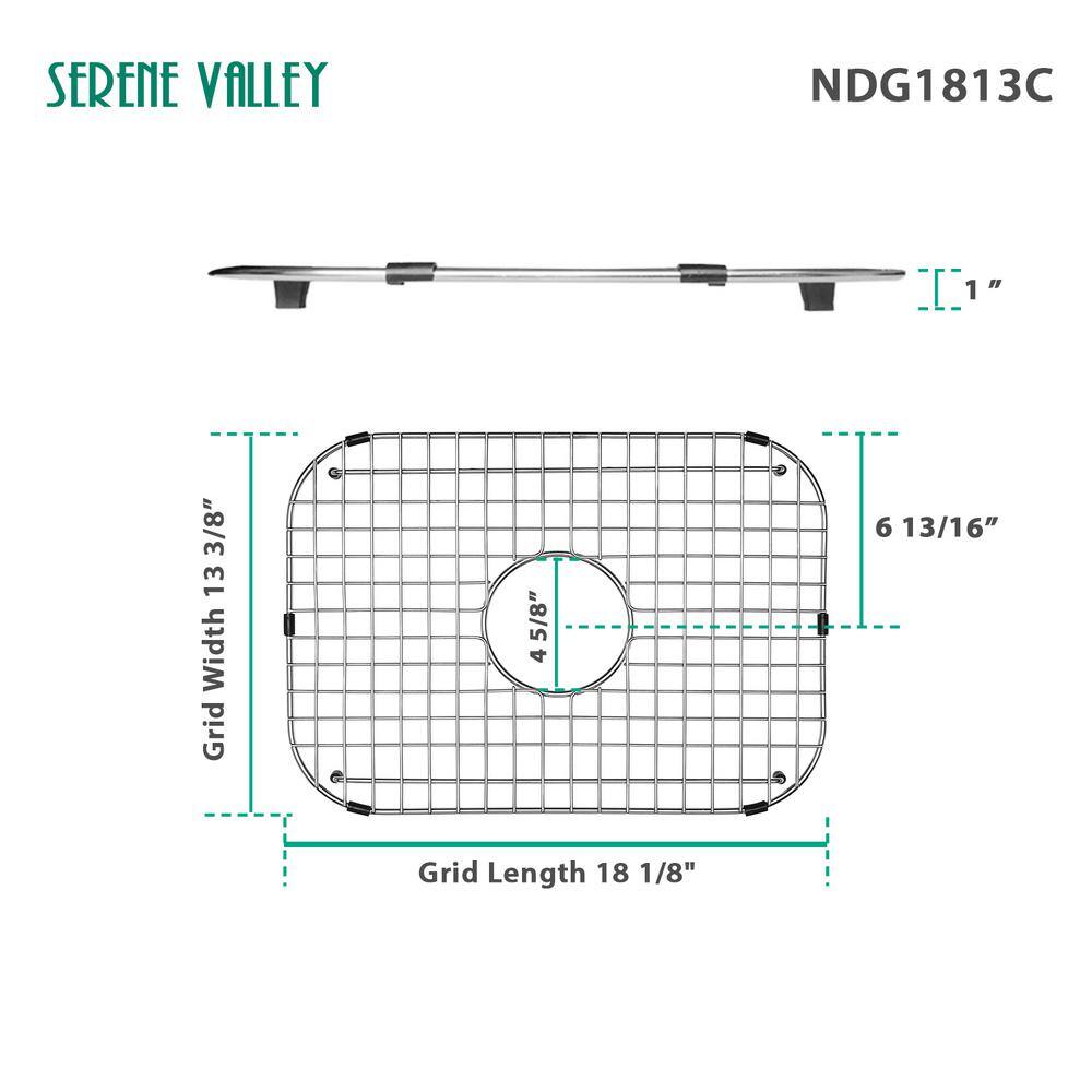 18.11 x 13.39 Stainless Steel Center Drain Sink Grid