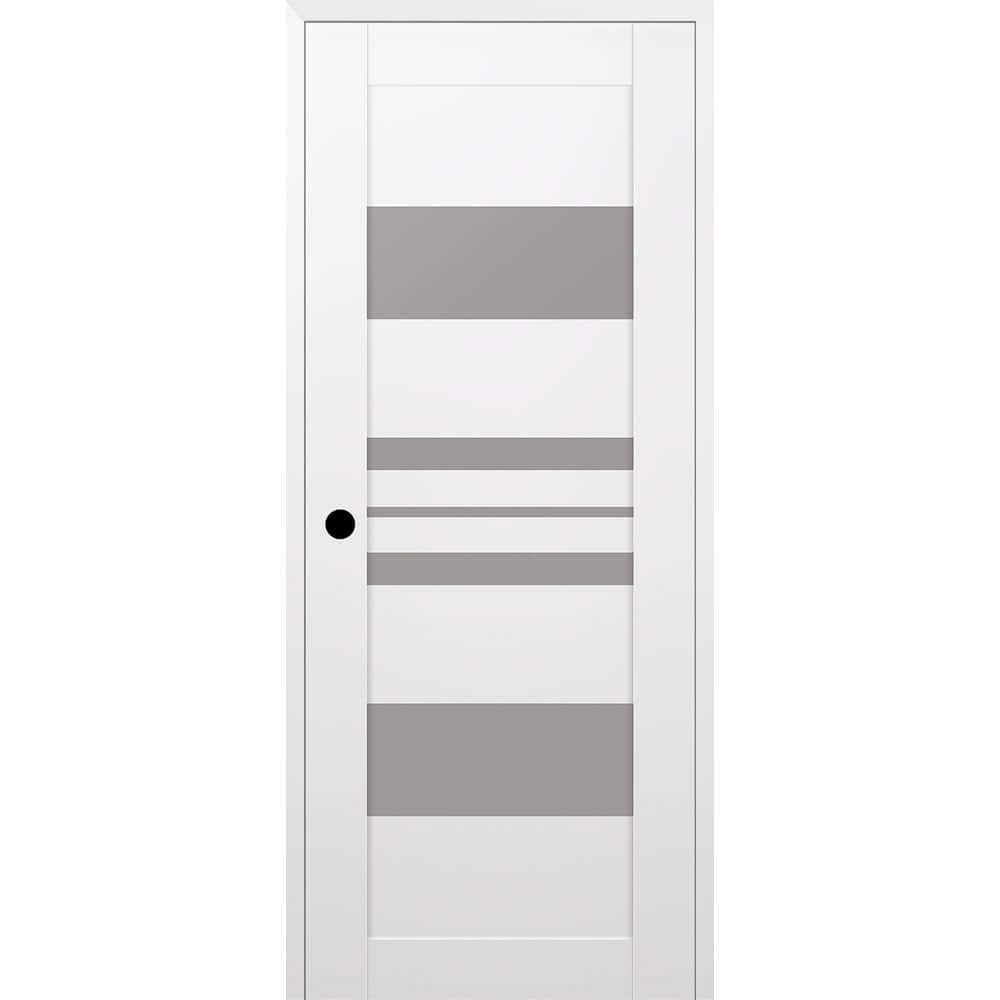 Romi 32 in. x 80 in. Right Hand 5 Lite Frosted Glass Snow White Composite Wood Single Prehung Door price history on PriceWatchPro