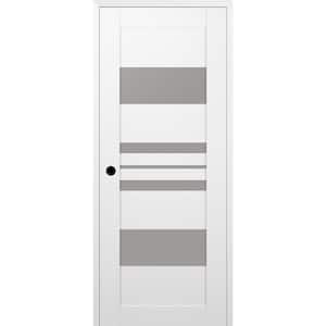 Romi 32 in. x 80 in. Right Hand 5 Lite Frosted Glass Snow White Composite Wood Single Prehung Door