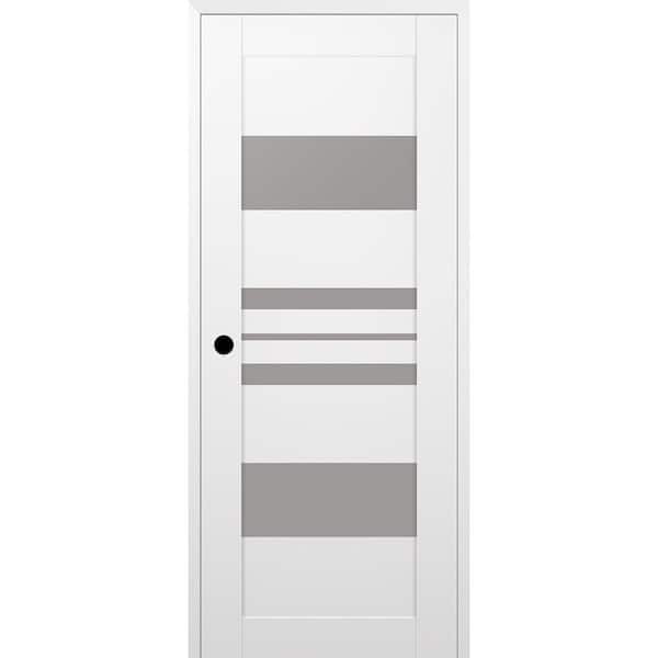 Belldinni Romi 24 in. x 96 in. Right Hand 5-Lite Frosted Glass Snow White Composite Wood Single Prehung Door