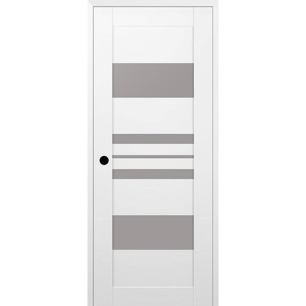 Belldinni Romi 18 in. x 80 in. Right Hand 5-Lite Frosted Glass Snow White Composite Wood Single Prehung Door