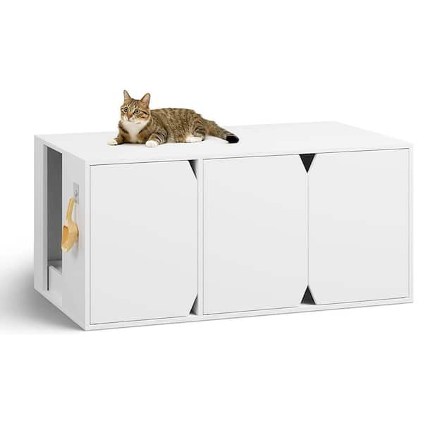 FUFU&GAGA Modern Cat Litter Box Enclosure, X-Large Wooden Litter Box Furniture, Cat Washroom End Table Fits for Most Litter Box