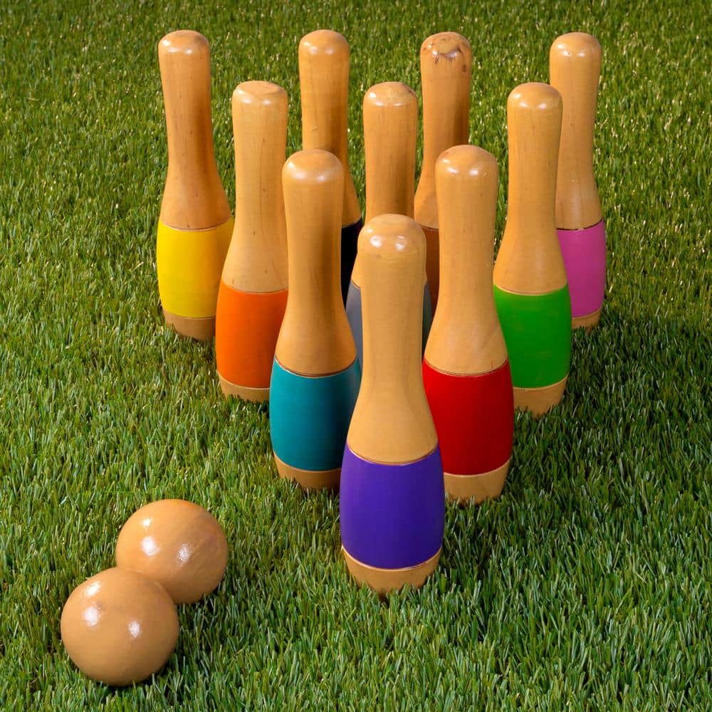 Colorful 9.5 Inch Wooden Lawn Bowling Game Set