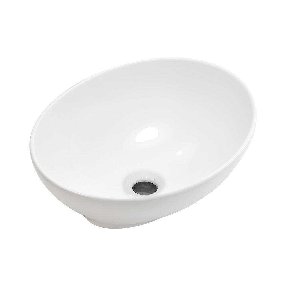 ARCERA 16 in. x 13 in. Oval Ceramic Countertop Vessel Bathroom Sink in White price history on PriceWatchPro