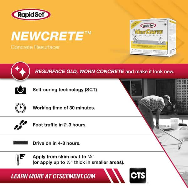 Rapid Set - 25 lbs. NewCrete Concrete Resurfacer